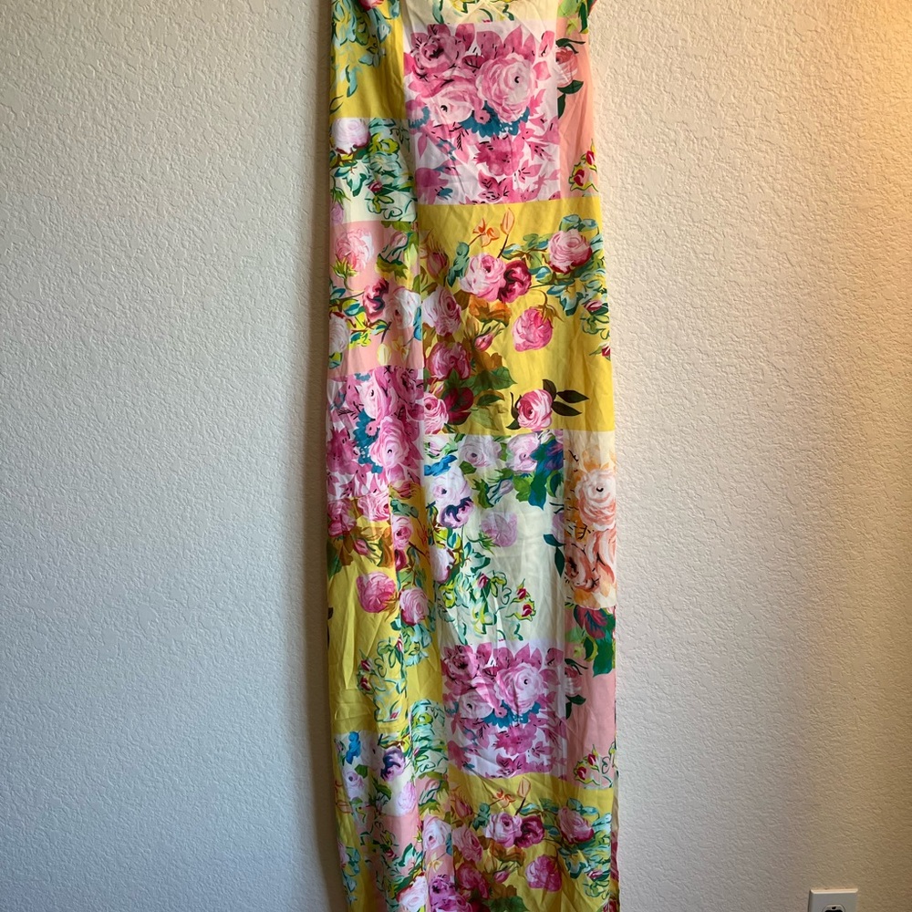 Floral Maxi Dress with Yellow and Pink Accents